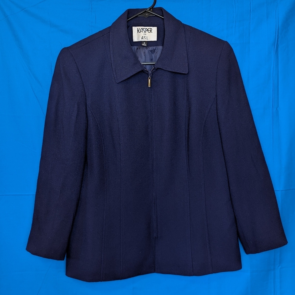 Kasper Navy Blue Zip Jacket Size 10 Lined
